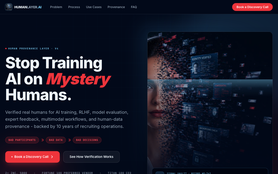 HumnLayer.ai — verified human data for AI training